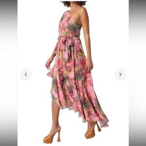 MISA LOS ANGELES SABRINA DRESS IN WATERMELON TOURMALINE - worn 2x